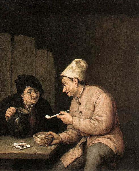 OSTADE, Adriaen Jansz. van Piping and Drinking in the Tavern oil painting image